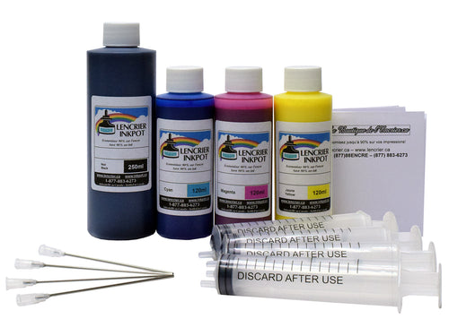 *Pigmentée* Trousse de recharge 250ml noire et 120ml couleurs pour HP 970, 971, 972, 976, 980, 981, 982, 990